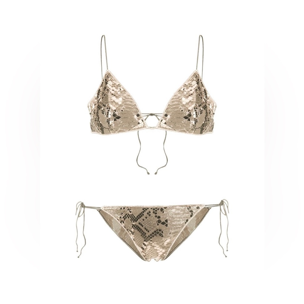 Authentic Oseree Snake-print metallic bikini
